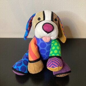 Romero Britto Pablo Patchwork Dog Pop Plush 2010 Enesco Puppy Stuffed Animal